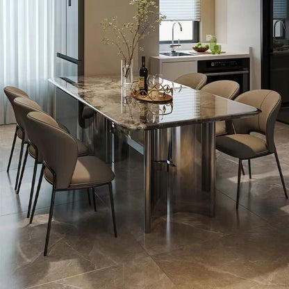 Contemporary Scandinavian Square Microfiber Leather Carbon Steel Dining Chair Wing Back For Dining Room