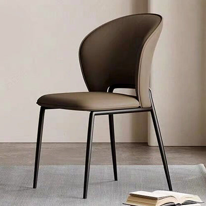 Contemporary Scandinavian Square Microfiber Leather Carbon Steel Dining Chair Wing Back For Dining Room