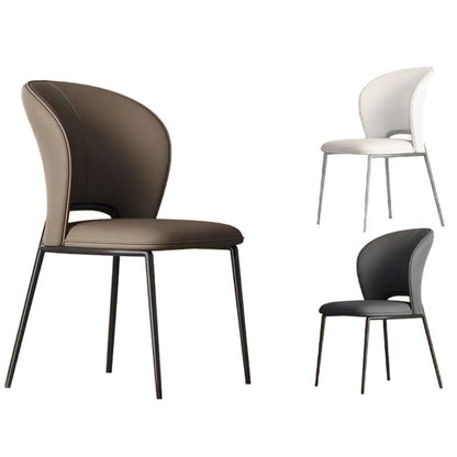 Contemporary Scandinavian Square Microfiber Leather Carbon Steel Dining Chair Wing Back For Dining Room
