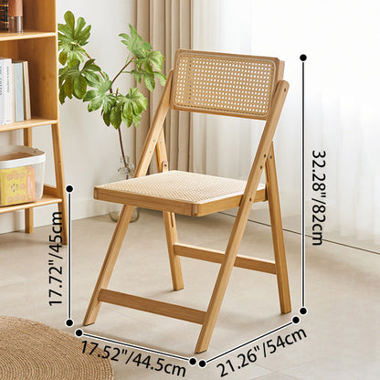 Traditional Japanese Square Resin Rattan Weaving Bamboo Frame Foldable Dining Chair Backrest For Dining Room
