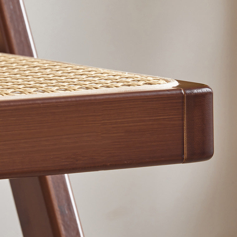 Traditional Japanese Square Resin Rattan Weaving Bamboo Frame Foldable Dining Chair Backrest For Dining Room