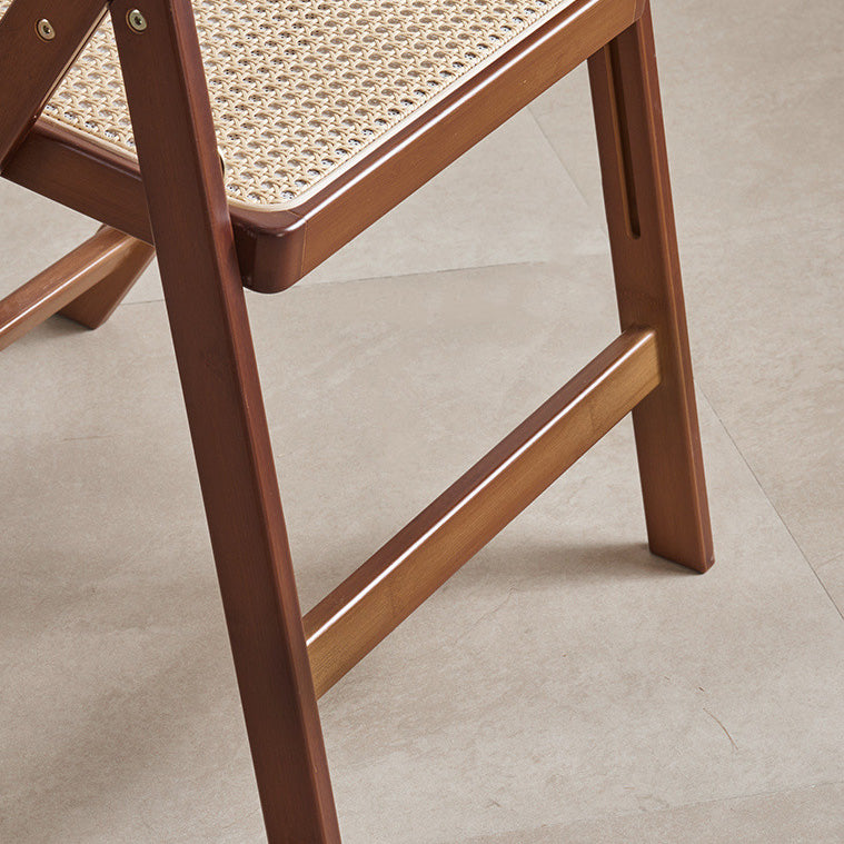 Traditional Japanese Square Resin Rattan Weaving Bamboo Frame Foldable Dining Chair Backrest For Dining Room