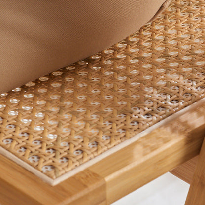 Traditional Japanese Square Resin Rattan Weaving Bamboo Frame Foldable Dining Chair Backrest For Dining Room