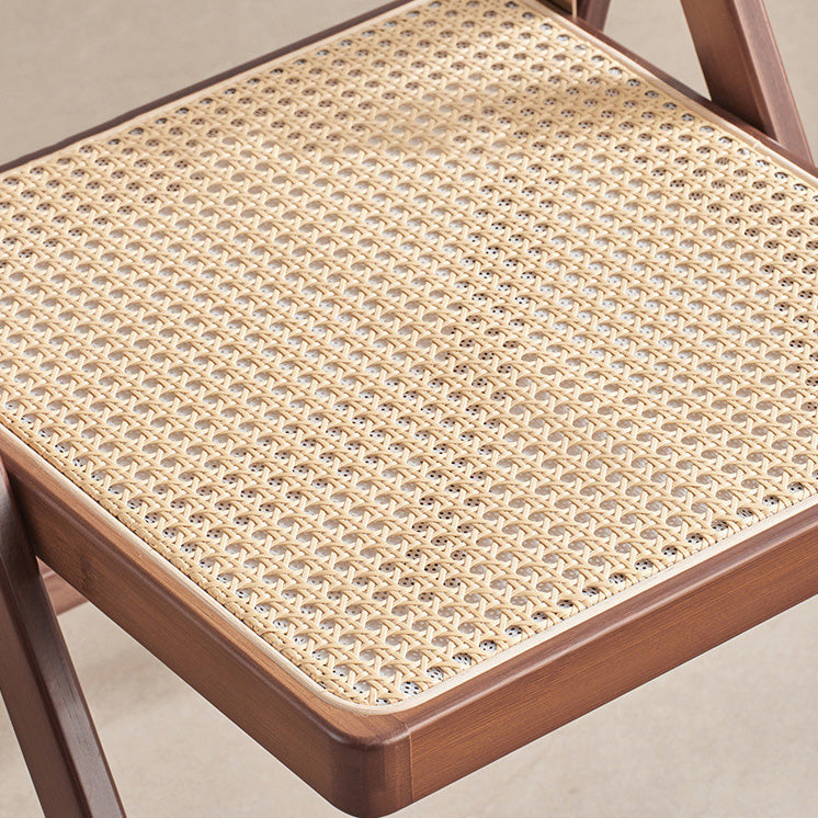 Traditional Japanese Square Resin Rattan Weaving Bamboo Frame Foldable Dining Chair Backrest For Dining Room
