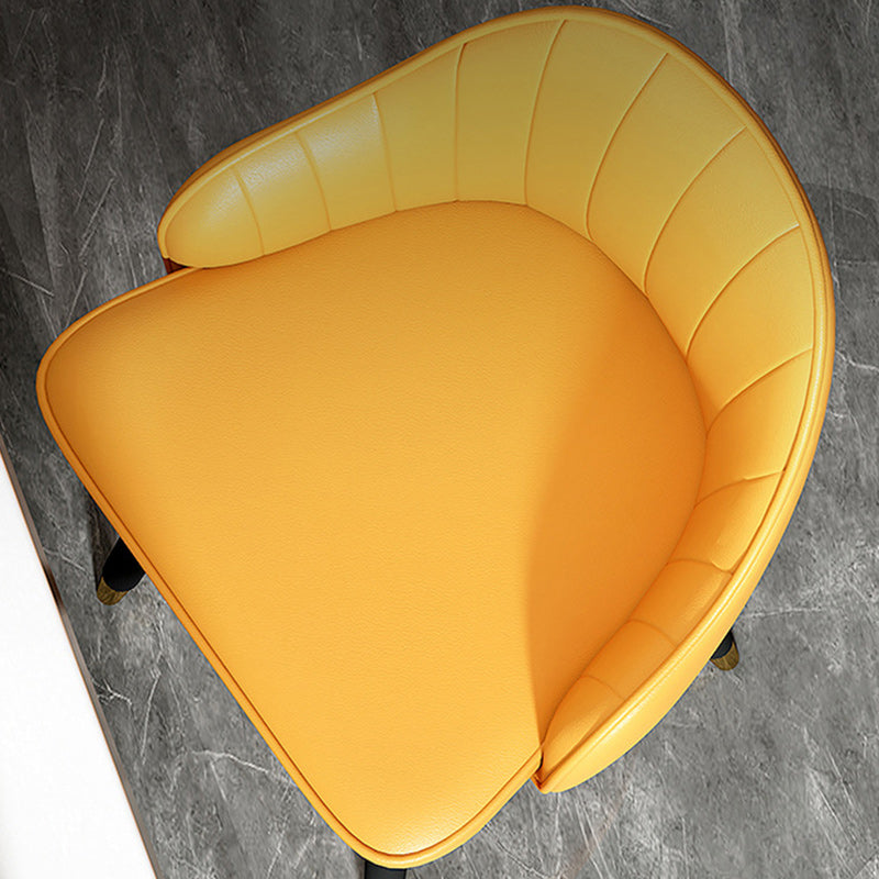 Contemporary Luxury Curved Faux Nappa Leather Seat Metal Bar Stool Backrest Footrest For Dining Room