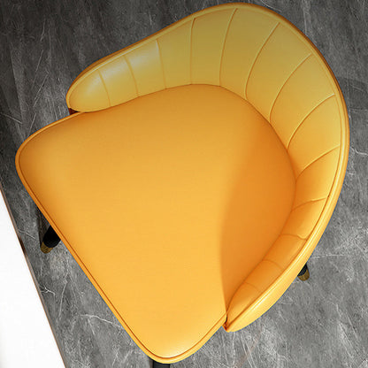 Contemporary Luxury Curved Faux Nappa Leather Seat Metal Bar Stool Backrest Footrest For Dining Room