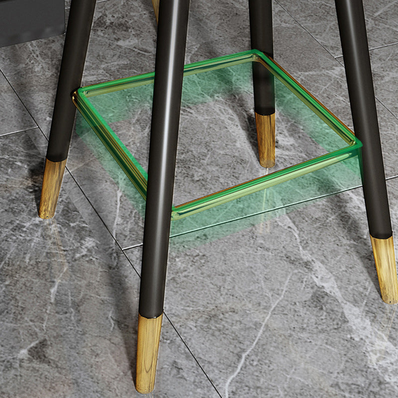 Contemporary Luxury Curved Faux Nappa Leather Seat Metal Bar Stool Backrest Footrest For Dining Room