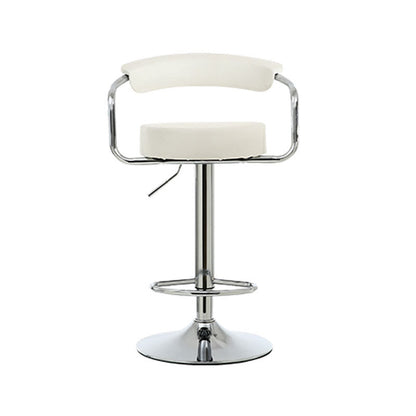Contemporary Luxury Round PU Leather Metal Height Adjustable Swivel Bar Stool Footrest For Dining Room
