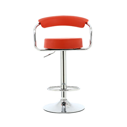 Contemporary Luxury Round PU Leather Metal Height Adjustable Swivel Bar Stool Footrest For Dining Room