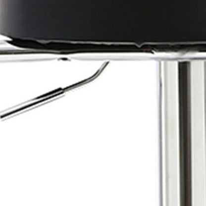 Contemporary Luxury Round PU Leather Metal Height Adjustable Swivel Bar Stool Footrest For Dining Room
