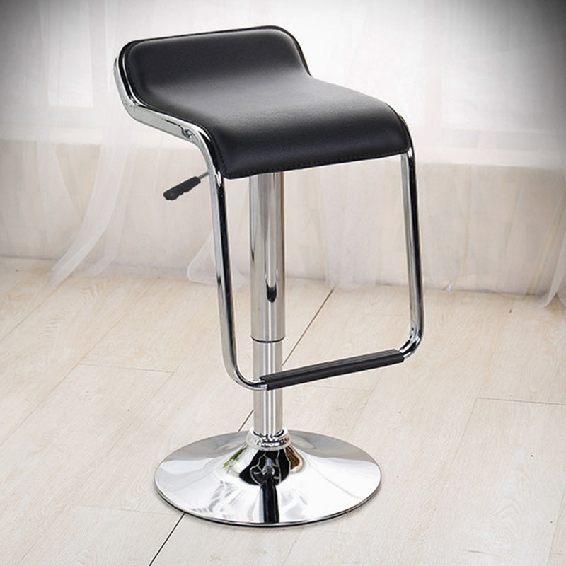 Contemporary Nordic Square PU Leather Metal Height Adjustable Swivel Bar Stool Footrest For Dining Room