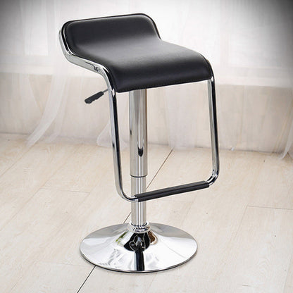 Contemporary Nordic Square PU Leather Metal Height Adjustable Swivel Bar Stool Footrest For Dining Room