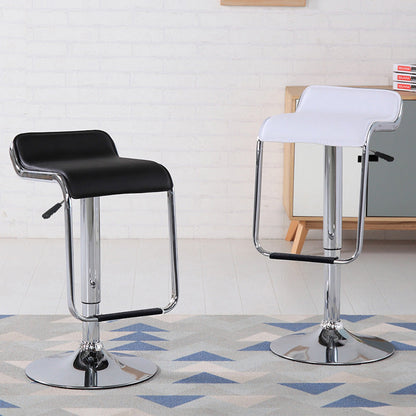 Contemporary Nordic Square PU Leather Metal Height Adjustable Swivel Bar Stool Footrest For Dining Room