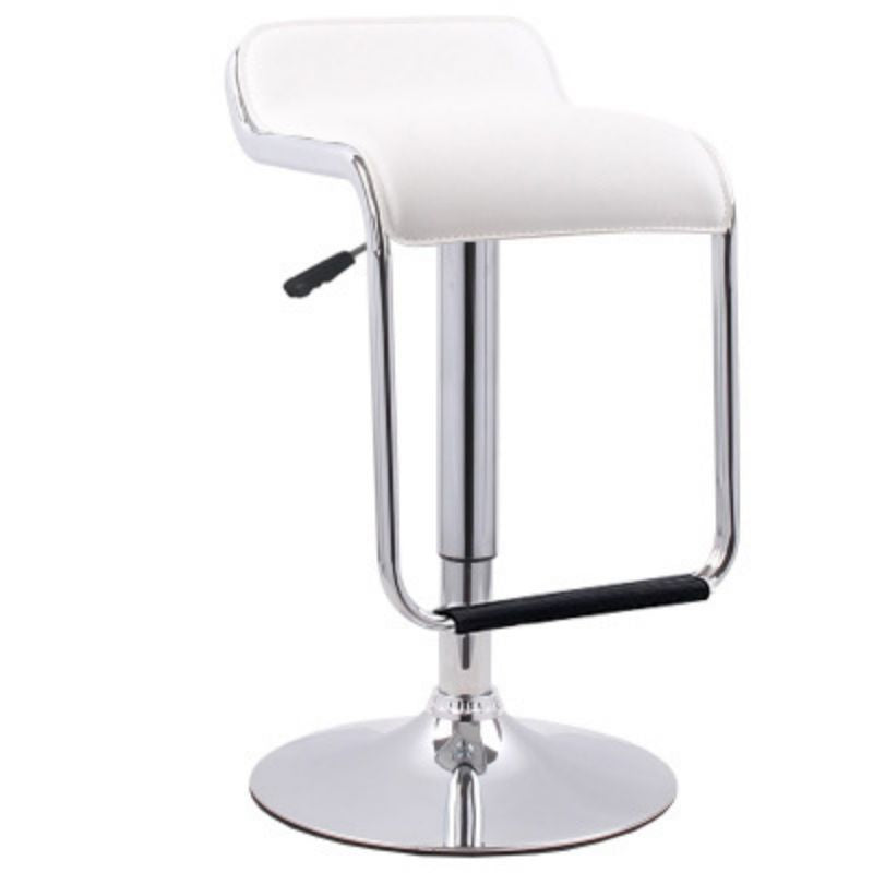 Contemporary Nordic Square PU Leather Metal Height Adjustable Swivel Bar Stool Footrest For Dining Room
