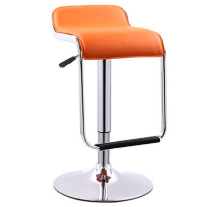 Contemporary Nordic Square PU Leather Metal Height Adjustable Swivel Bar Stool Footrest For Dining Room