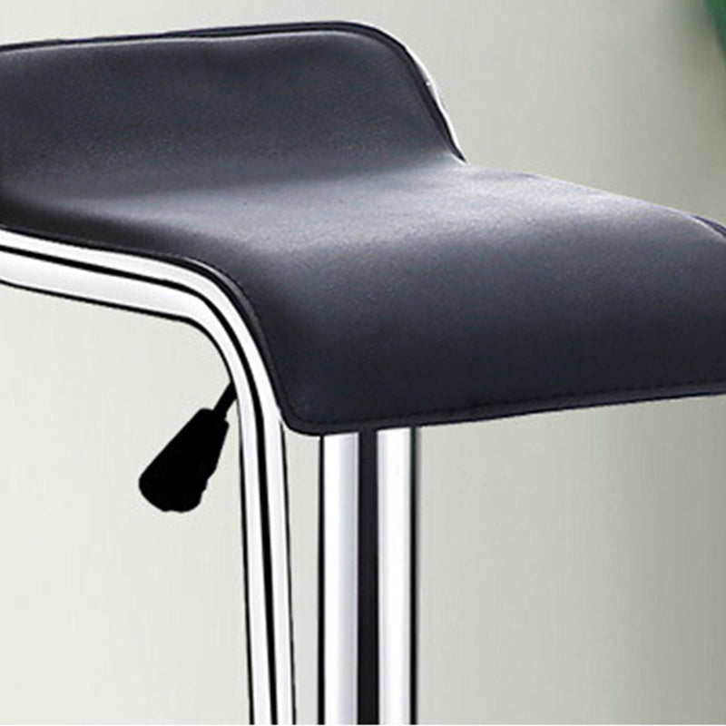 Contemporary Nordic Square PU Leather Metal Height Adjustable Swivel Bar Stool Footrest For Dining Room
