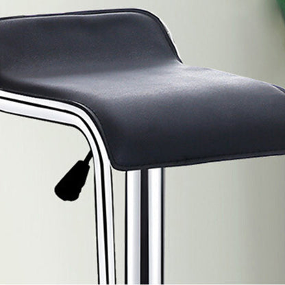 Contemporary Nordic Square PU Leather Metal Height Adjustable Swivel Bar Stool Footrest For Dining Room