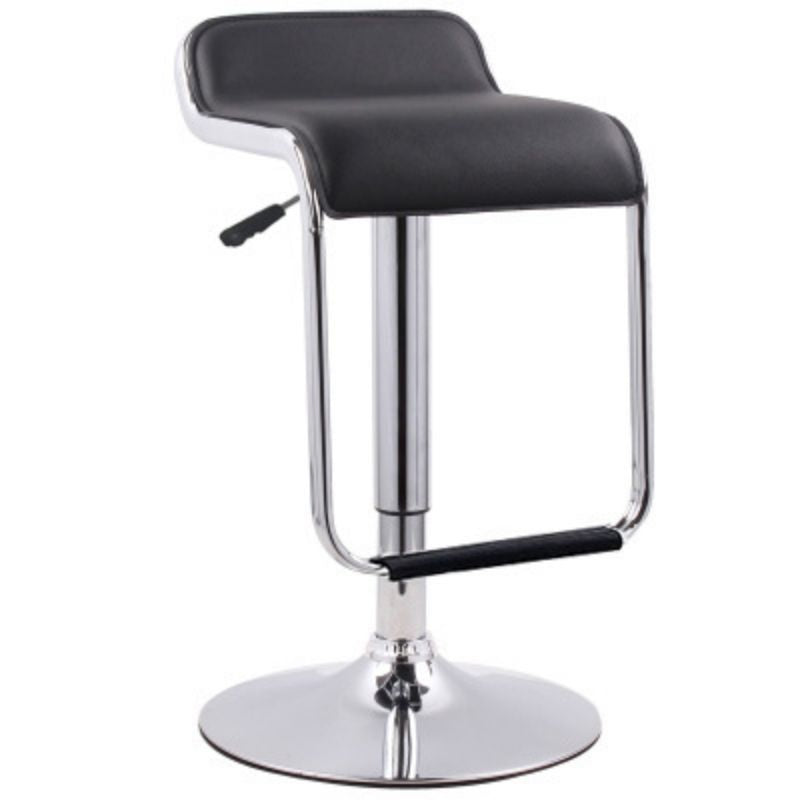 Contemporary Nordic Square PU Leather Metal Height Adjustable Swivel Bar Stool Footrest For Dining Room