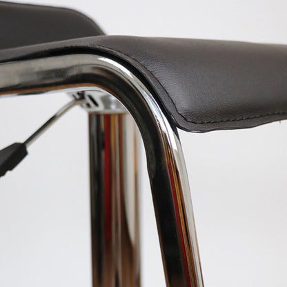 Contemporary Nordic Square PU Leather Metal Height Adjustable Swivel Bar Stool Footrest For Dining Room