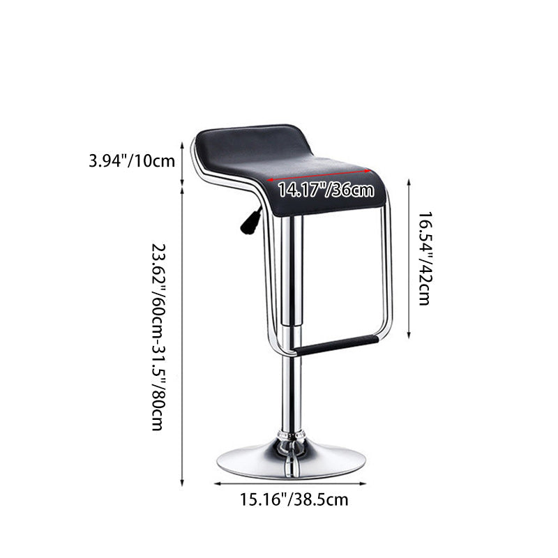 Contemporary Nordic Square PU Leather Metal Height Adjustable Swivel Bar Stool Footrest For Dining Room