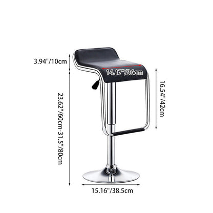 Contemporary Nordic Square PU Leather Metal Height Adjustable Swivel Bar Stool Footrest For Dining Room