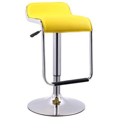 Contemporary Nordic Square PU Leather Metal Height Adjustable Swivel Bar Stool Footrest For Dining Room