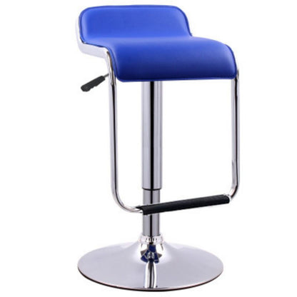 Contemporary Nordic Square PU Leather Metal Height Adjustable Swivel Bar Stool Footrest For Dining Room
