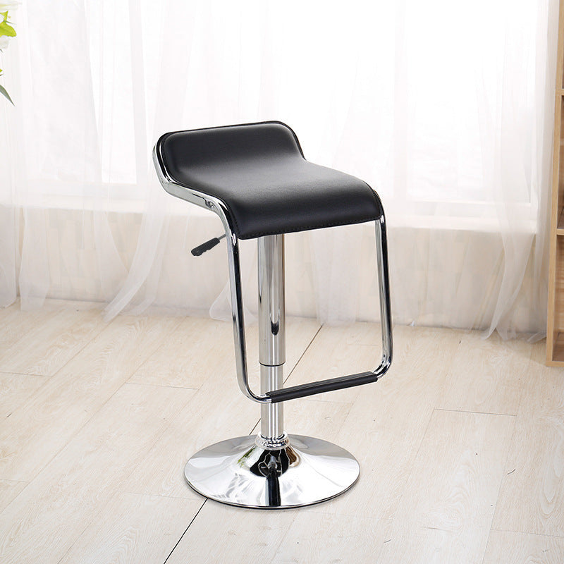 Contemporary Nordic Square PU Leather Metal Height Adjustable Swivel Bar Stool Footrest For Dining Room