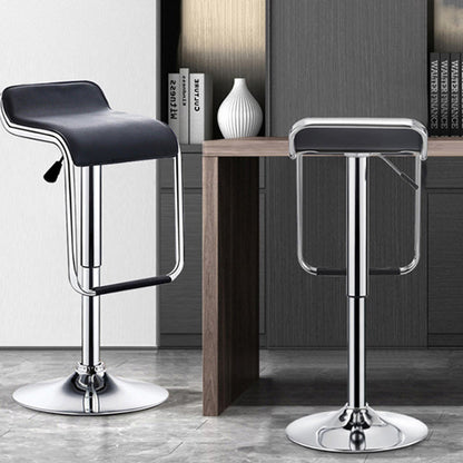 Contemporary Nordic Square PU Leather Metal Height Adjustable Swivel Bar Stool Footrest For Dining Room