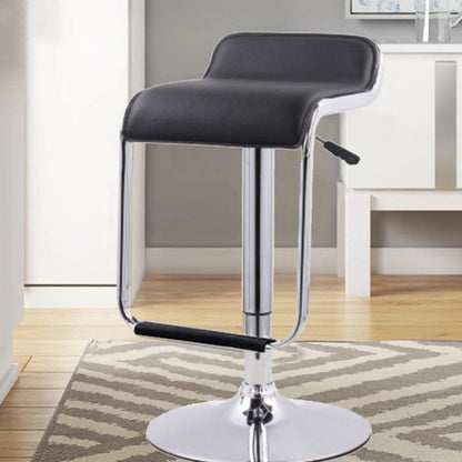 Contemporary Nordic Square PU Leather Metal Height Adjustable Swivel Bar Stool Footrest For Dining Room