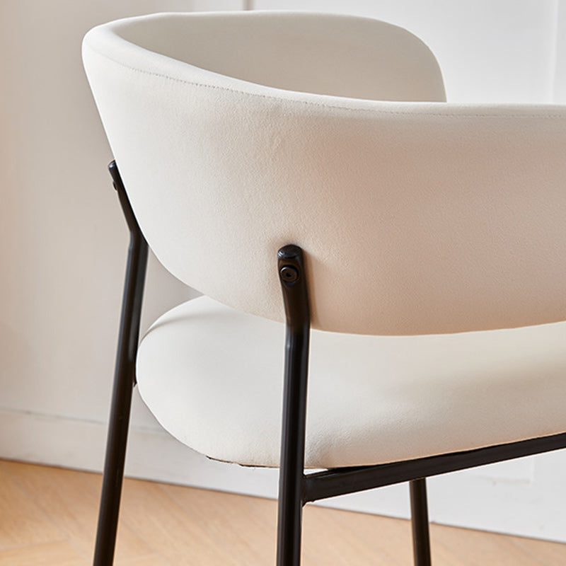 Contemporary Nordic Curved Flannel Iron Frame Bar Stool Low Back Footrest For Dining Room