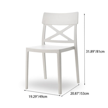 Modern Simplicity Square Plastic Stackable Dining Chair Backrest Armless For Dining Room