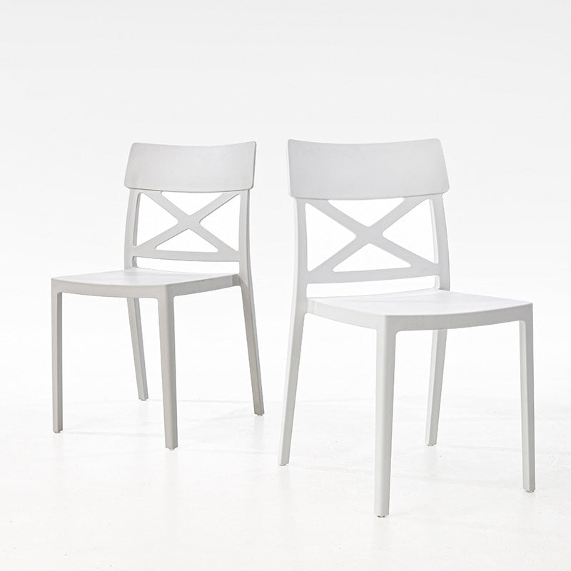 Modern Simplicity Square Plastic Stackable Dining Chair Backrest Armless For Dining Room
