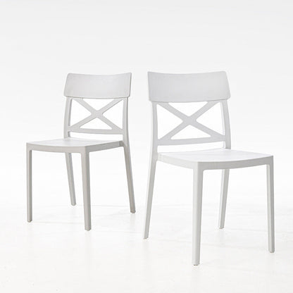 Modern Simplicity Square Plastic Stackable Dining Chair Backrest Armless For Dining Room