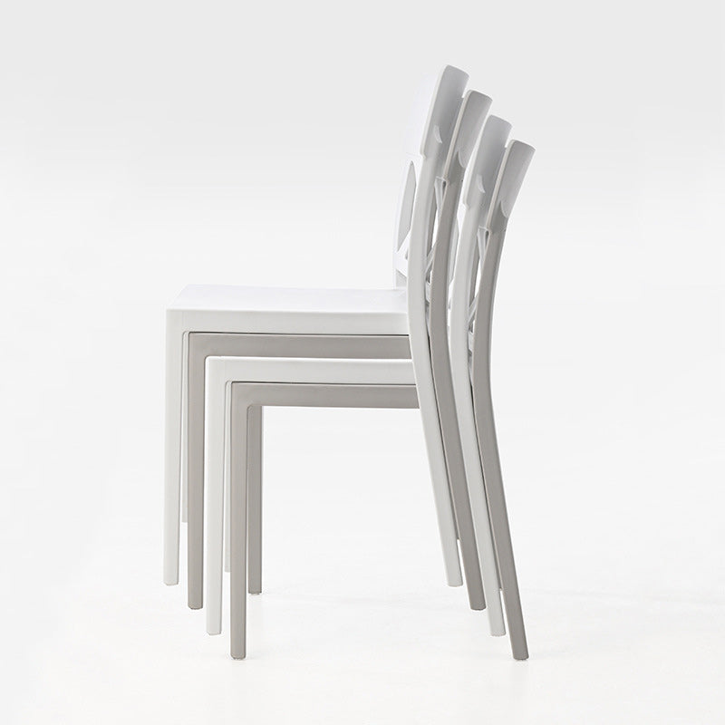 Modern Simplicity Square Plastic Stackable Dining Chair Backrest Armless For Dining Room