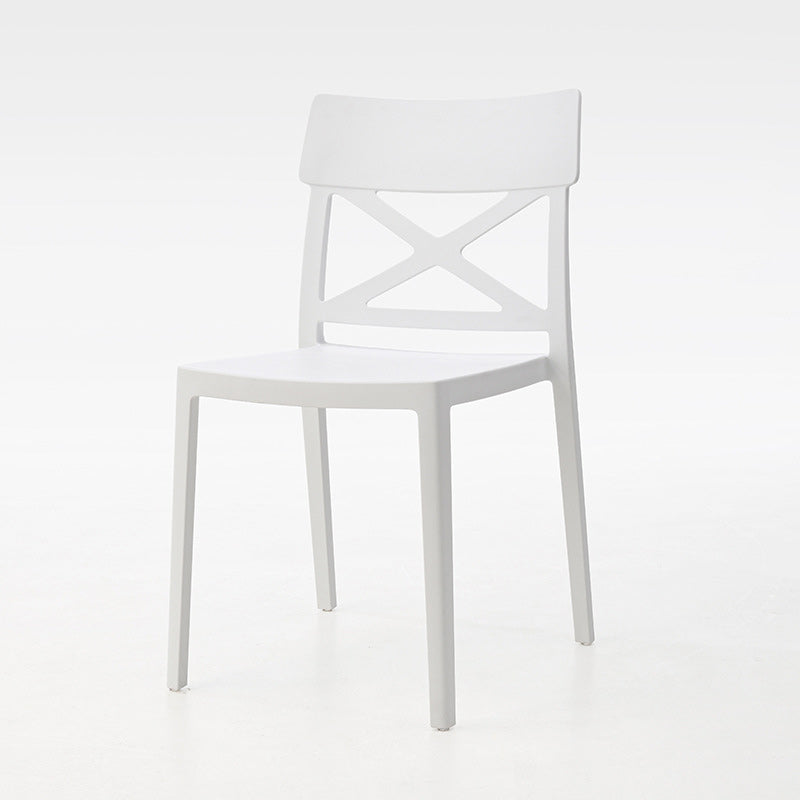 Modern Simplicity Square Plastic Stackable Dining Chair Backrest Armless For Dining Room