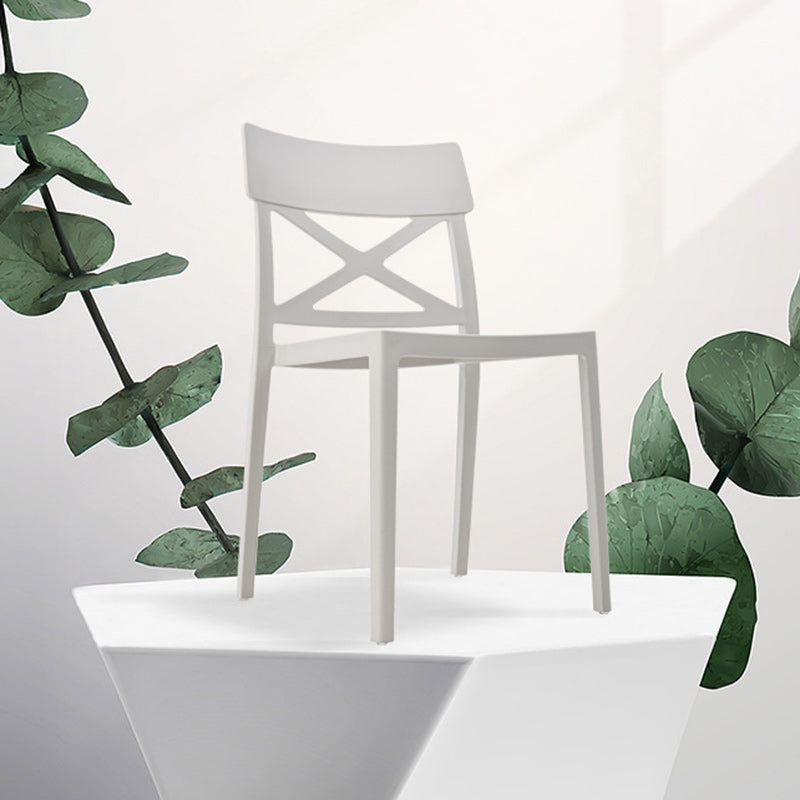 Modern Simplicity Square Plastic Stackable Dining Chair Backrest Armless For Dining Room