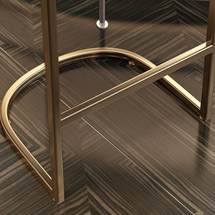 Contemporary Luxury Arc PU Leather Upholstered Metal Bar Stool Backrest Footrest For Dining Room
