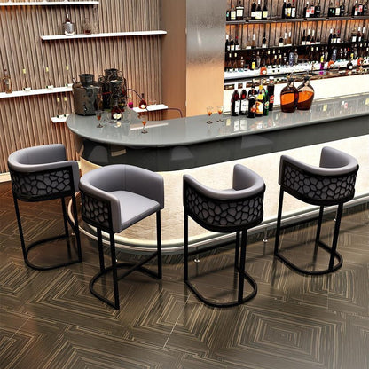 Contemporary Luxury Arc PU Leather Upholstered Metal Bar Stool Backrest Footrest For Dining Room