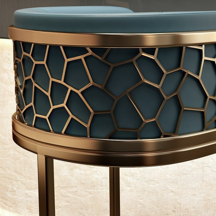 Contemporary Luxury Arc PU Leather Upholstered Metal Bar Stool Backrest Footrest For Dining Room