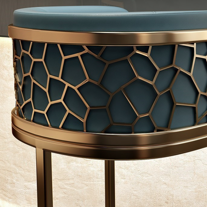 Contemporary Luxury Arc PU Leather Upholstered Metal Bar Stool Backrest Footrest For Dining Room