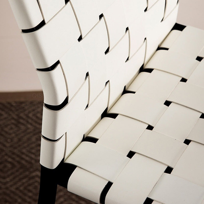 Contemporary Luxury Square Faux Saddle Leather Metal Bar Stool Backrest Footrest For Dining Room