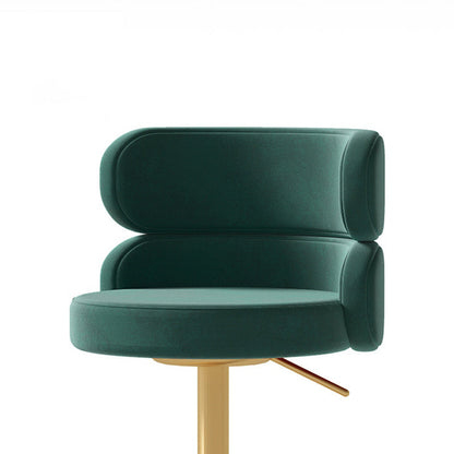 Contemporary Luxury Round Flannel Upholstered Height Adjustable Swivel Bar Stool Backrest Footrest For Dining Room