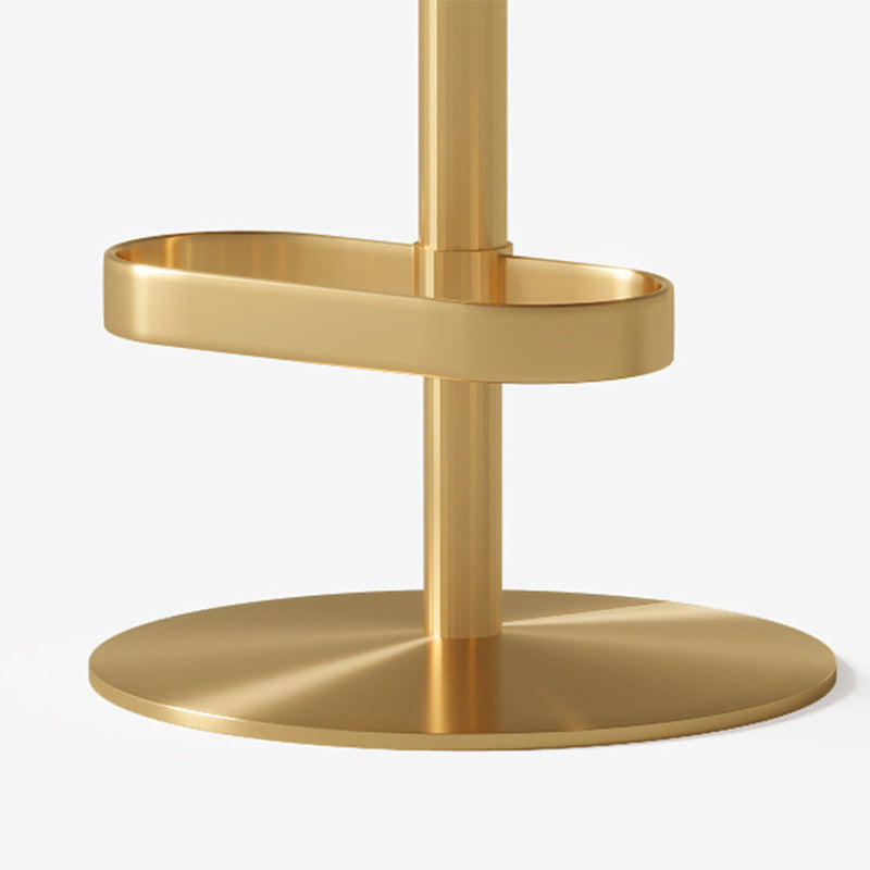 Contemporary Luxury Round Flannel Upholstered Height Adjustable Swivel Bar Stool Backrest Footrest For Dining Room