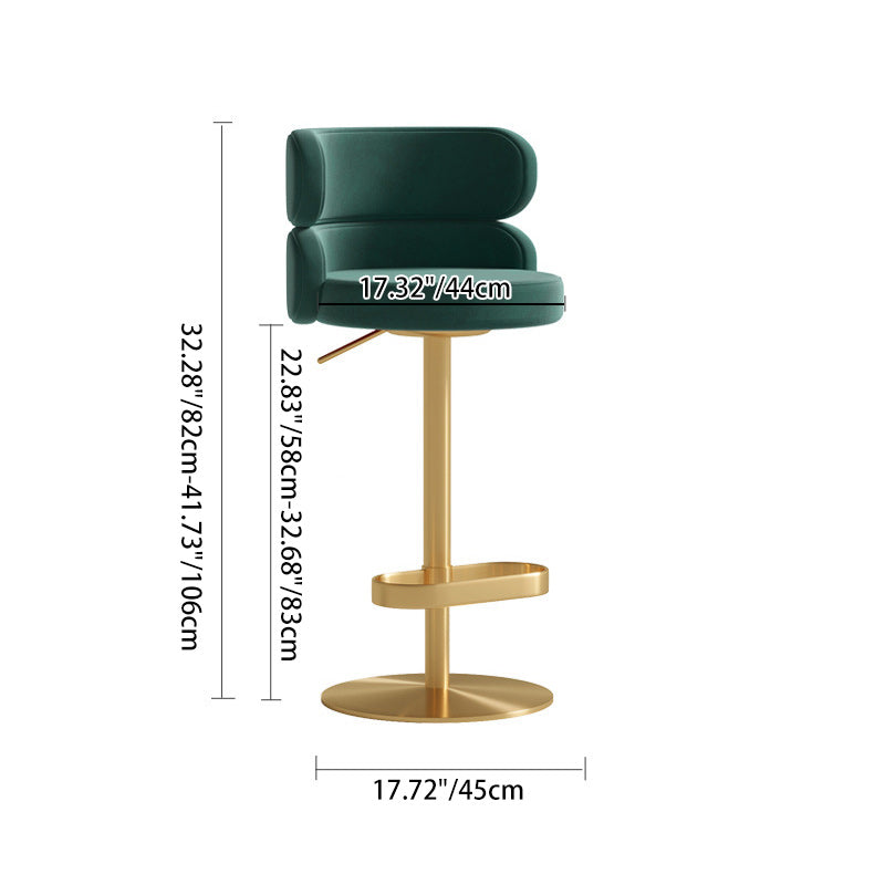 Contemporary Luxury Round Flannel Upholstered Height Adjustable Swivel Bar Stool Backrest Footrest For Dining Room