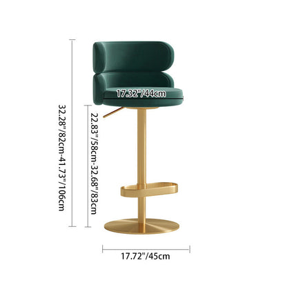 Contemporary Luxury Round Flannel Upholstered Height Adjustable Swivel Bar Stool Backrest Footrest For Dining Room