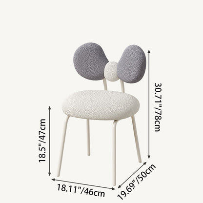Contemporary Nordic Curved Lamb Fleece Upholstered Swivel Vanity Stool Bow-Knot Backrest For Bedroom