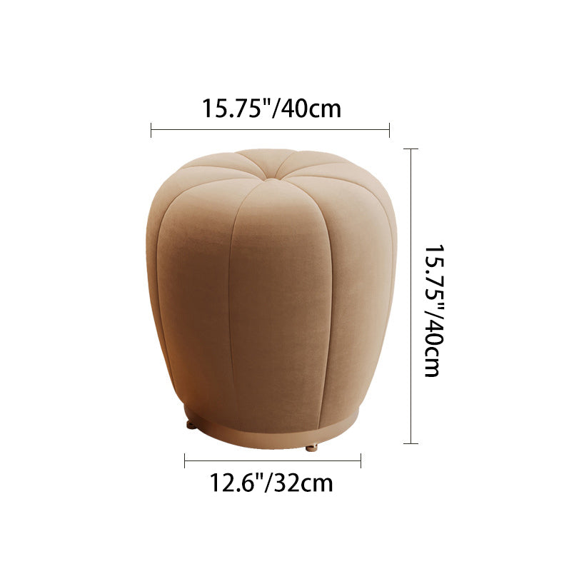 Contemporary Scandinavian Pumpkin Flannel Solid Wood Frame Portable Vanity Stool For Bedroom