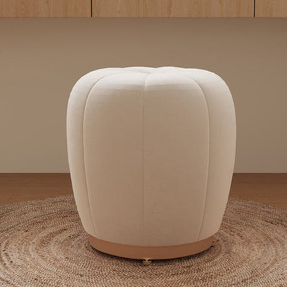 Contemporary Scandinavian Pumpkin Flannel Solid Wood Frame Portable Vanity Stool For Bedroom