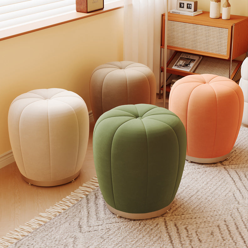 Contemporary Scandinavian Pumpkin Flannel Solid Wood Frame Portable Vanity Stool For Bedroom